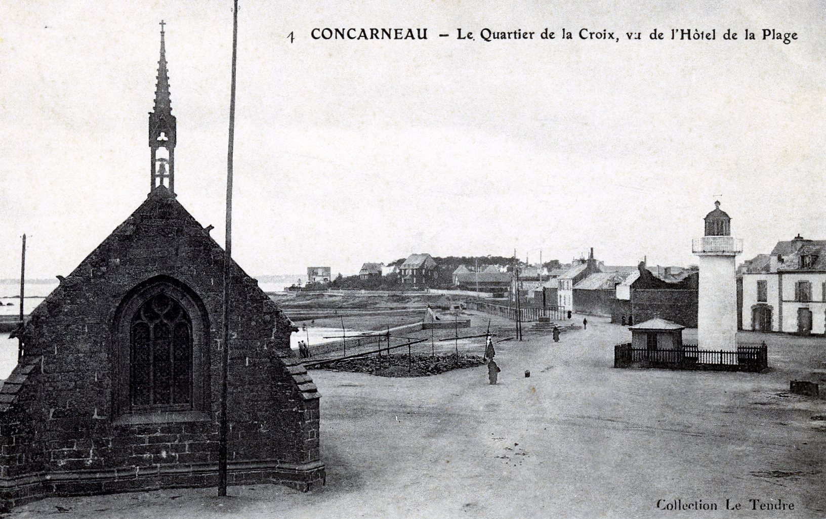 La chapelle Notre-Dame du bon secours et le phare de la Croix depuis l'hôtel de la plage. Début XXe siècle.